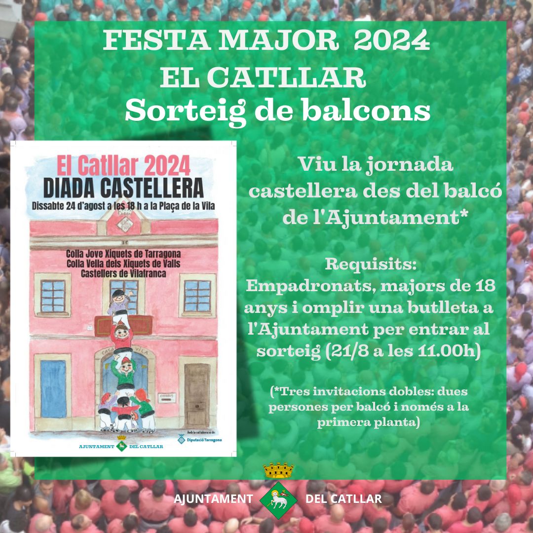 FESTA MAJOR 2024: SORTEIG DE BALCONS PER LA DIADA CASTELLERA