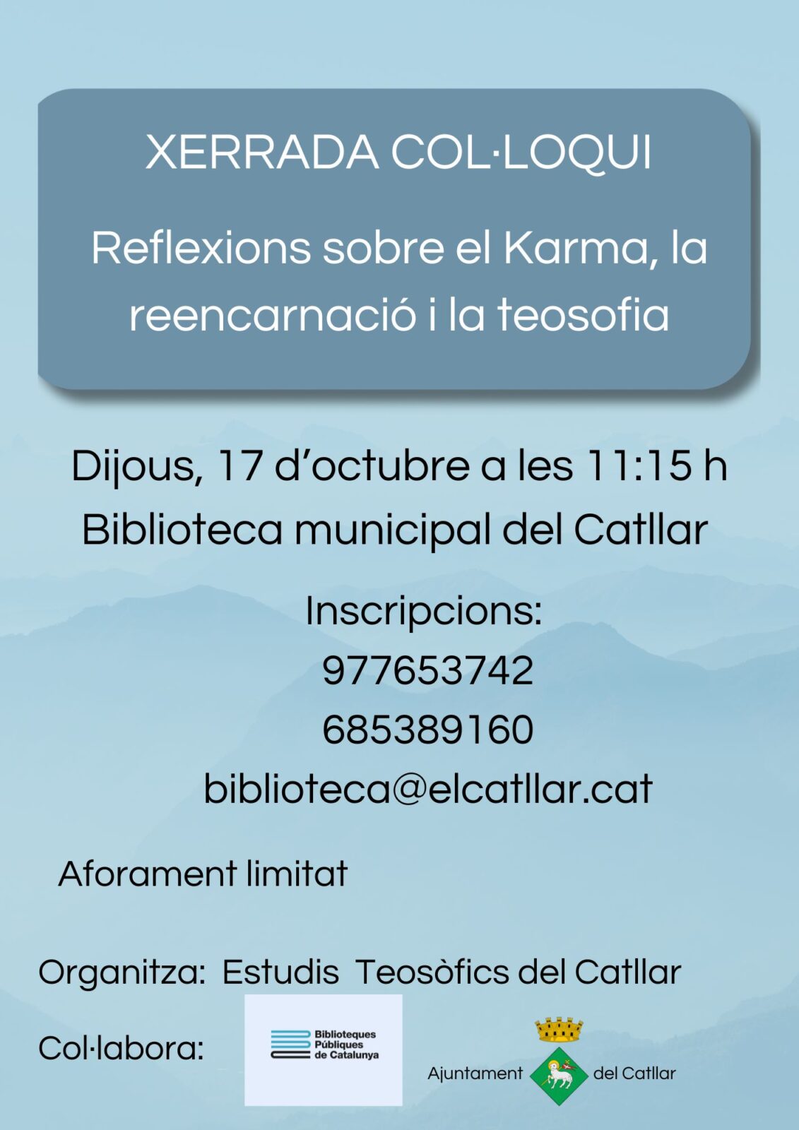 XERRADA COL·LOQUI SOBRE  EL KARMA, REENCARNACIÓ I TEOSOFIA